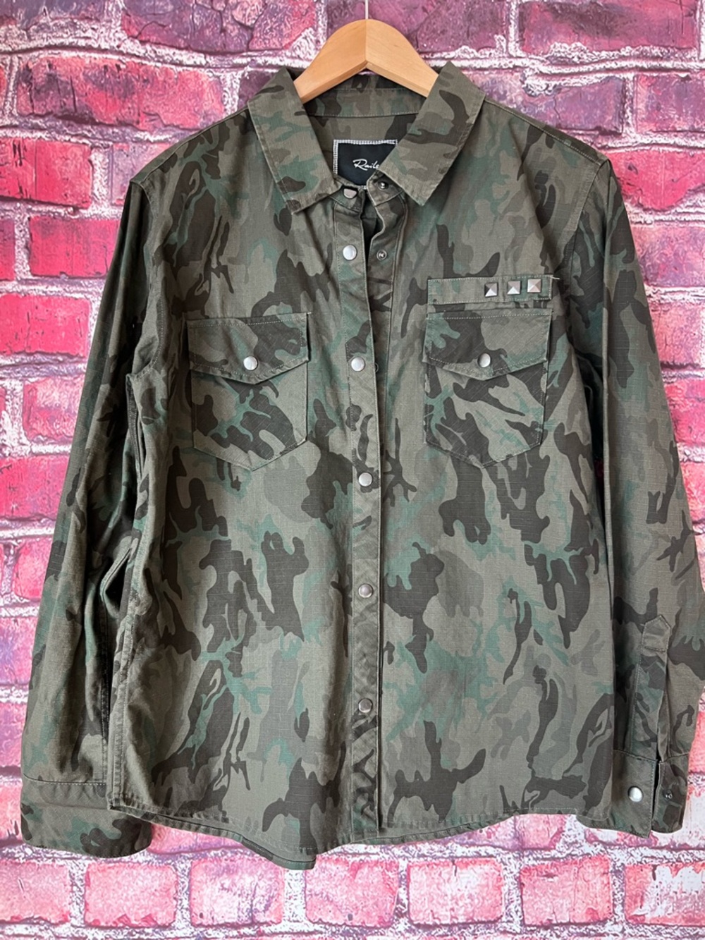 Rails Ripstop Camo Studded Snap Front Utility Jacket Shacket XS
